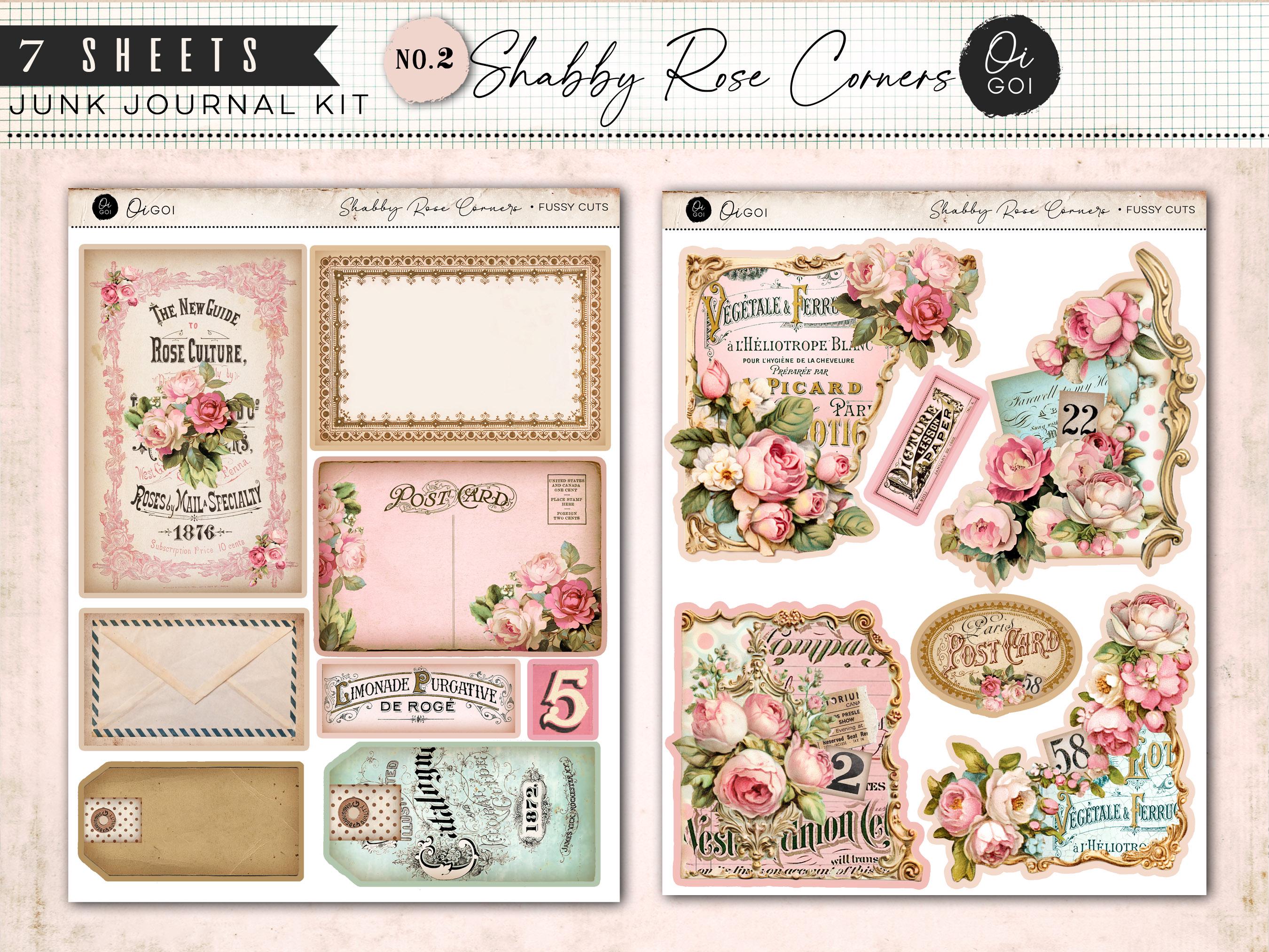 Vintage Rose Paper Pack, Junk Journal Kit, Shabby Chic Pink Roses ...
