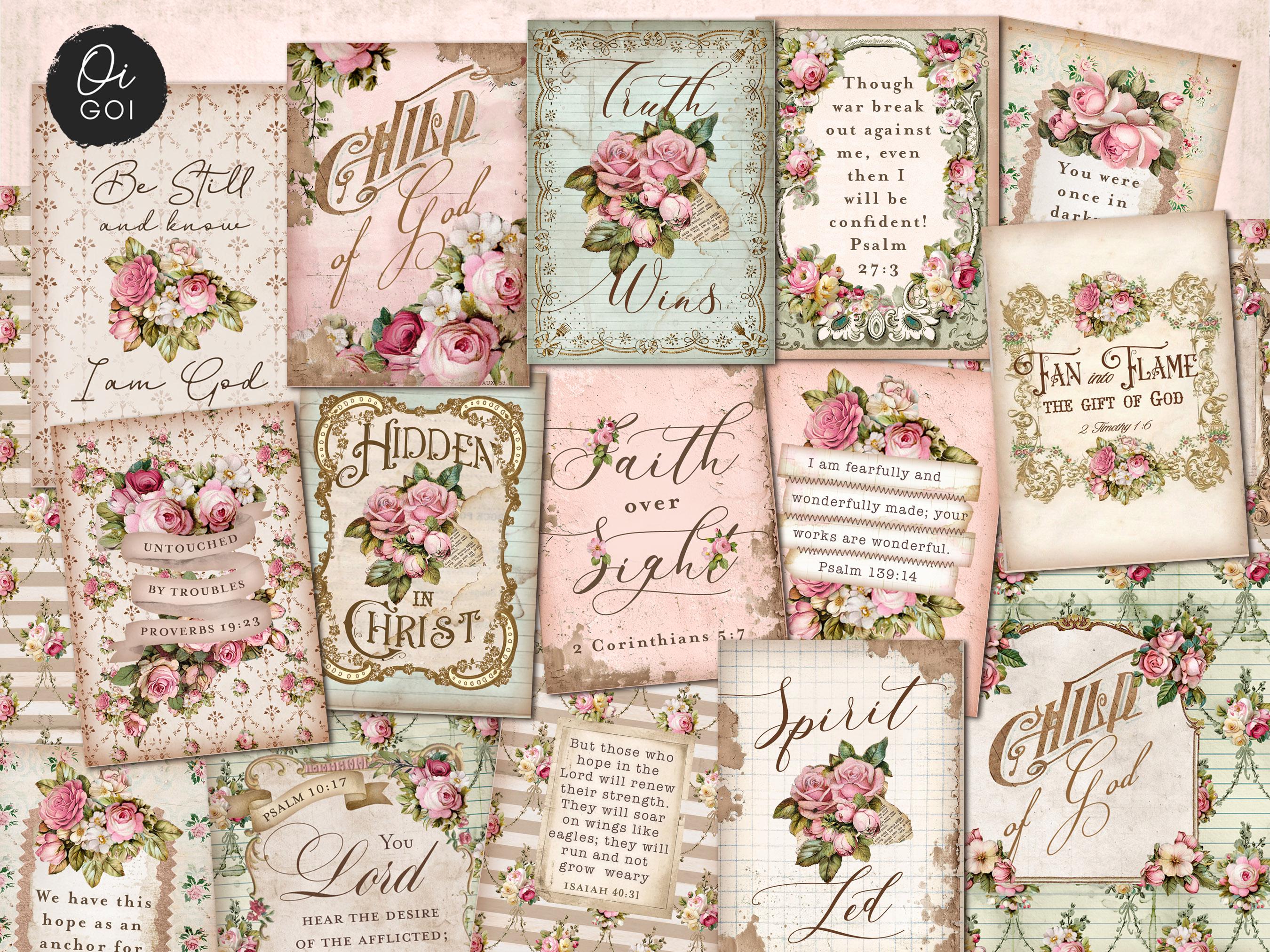 Floral Bible Verse Cards, Printable Scriptures, Christian Junk Journal ...