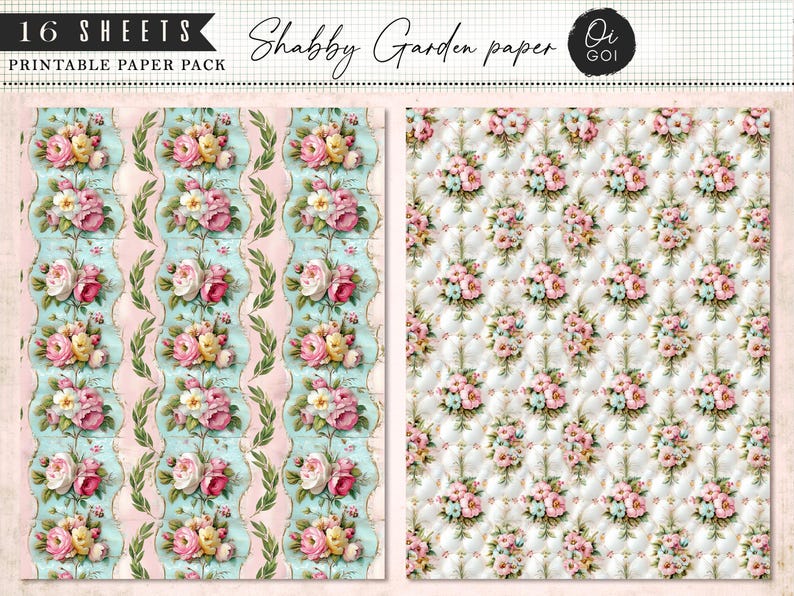 Vintage Rose Junk Journal Kit, Shabby Chic Pink Roses, Digital Paper ...