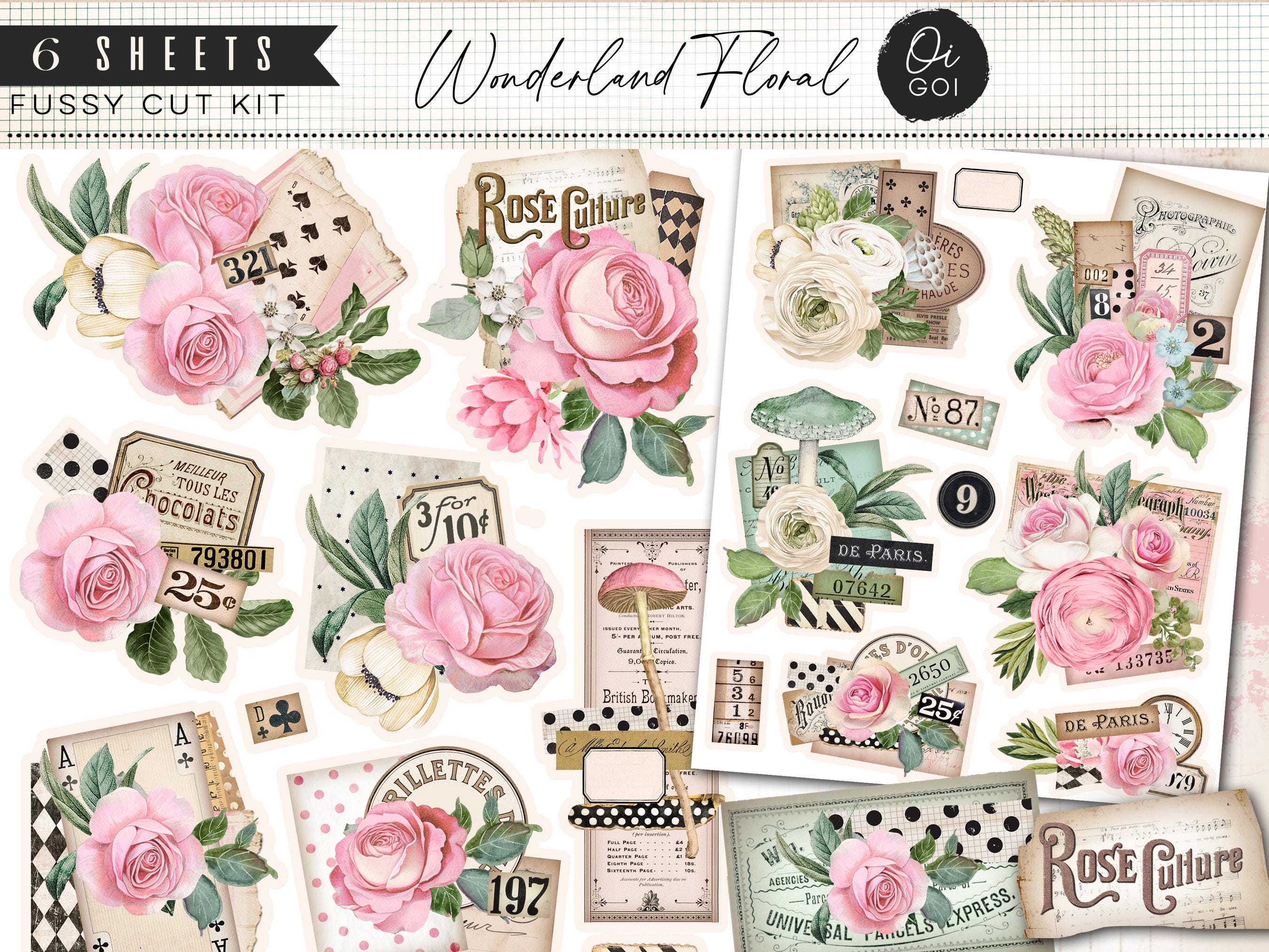 Vintage Rose Paper Pack, Junk Journal Kit, Rose Fussy Cuts, Printable ...