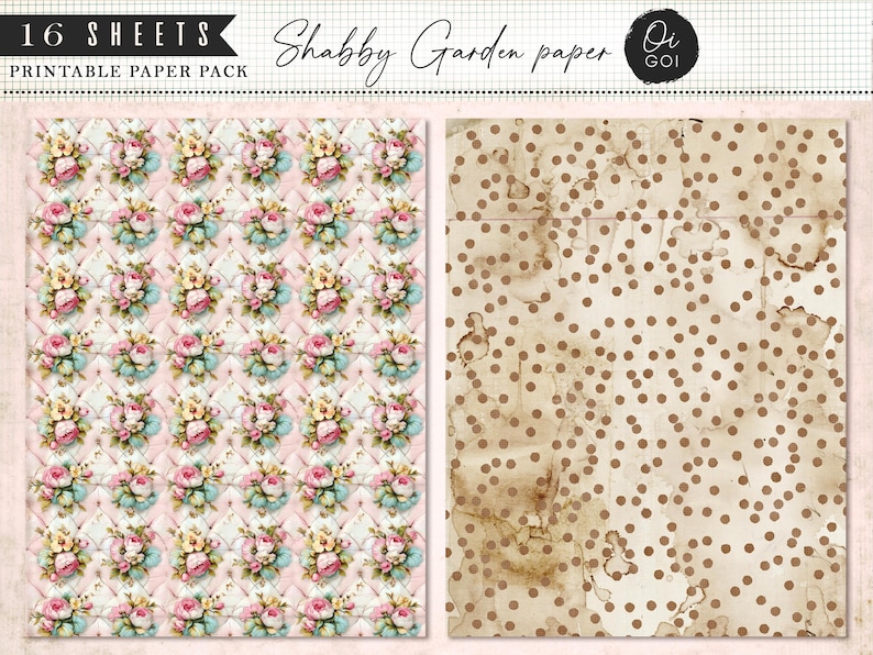 Vintage Rose Junk Journal Kit, Shabby Chic Pink Roses, Digital Paper ...