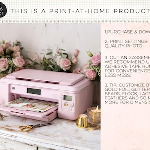 Vintage rose paper pack, junk journal kit, shabby chic pink roses, floral fussy cut kit, scrapbooking ephemera, printable corner pockets, image 5