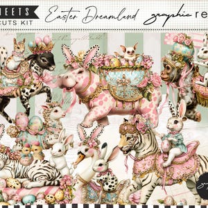 Stampe di animali vintage, kit di taglio preciso, coniglietto effimero, kit di diario spazzatura, kit di scrapbooking, shabby chic, coniglio da favola