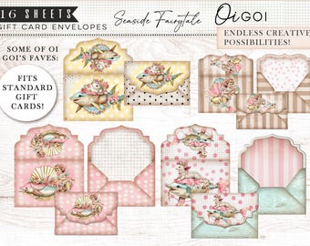 Vintage mermaid junk journal kit, shabby chic summer, shark mermaid, printable paper pack, envelope, party favors, gift tags, pockets