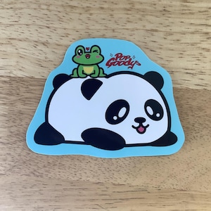 Bonita pegatina de panda y rana kawaii