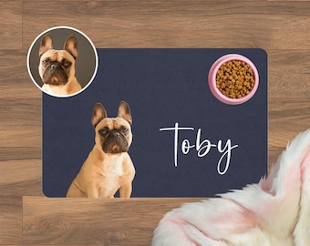 Custom Pet Bowl Mat: Personalized Photo & Name Feeding Placemat