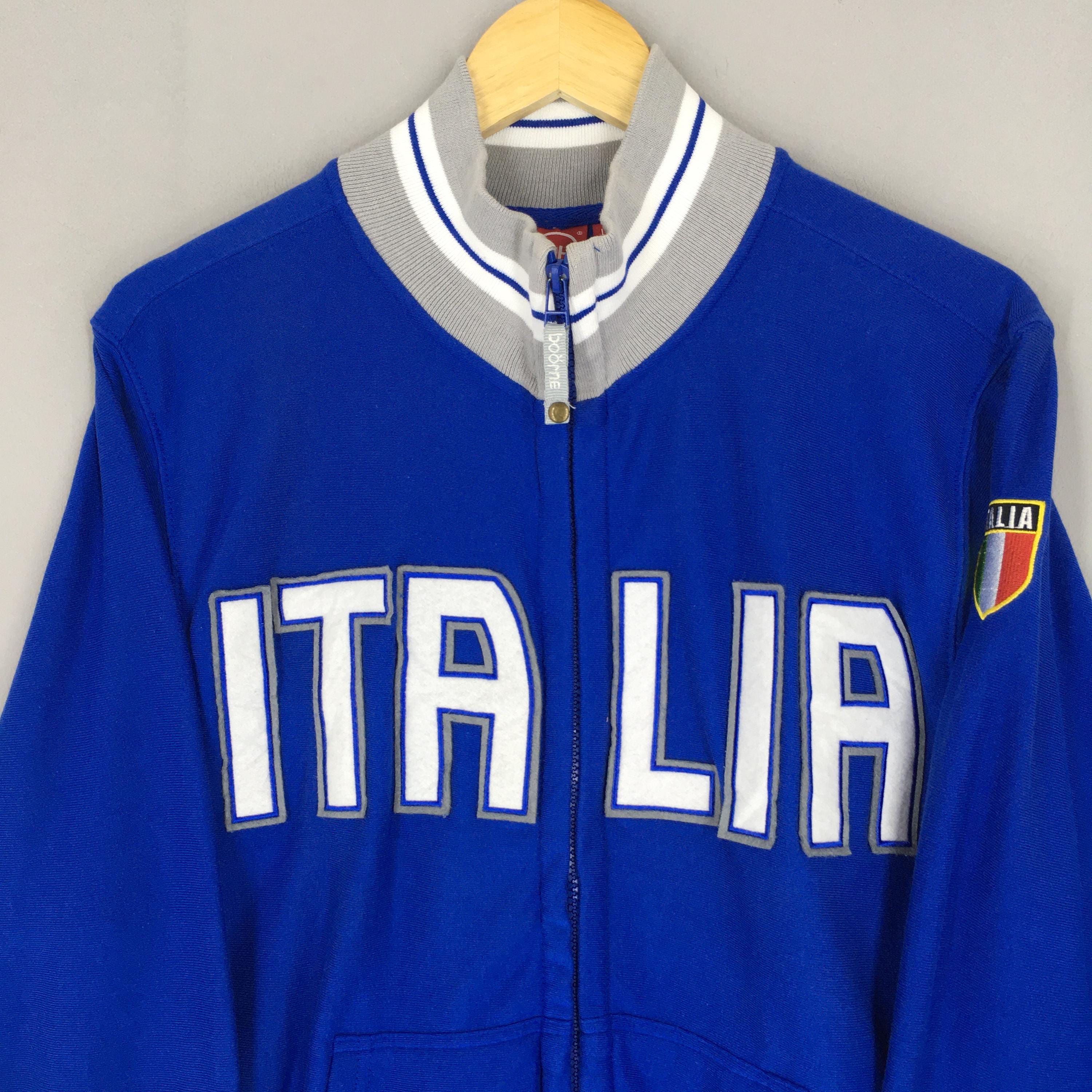 Italy 1990 90's プルオーバージャケット Vintage 90s Italia Zipper Sweater Large Italia Embroidery