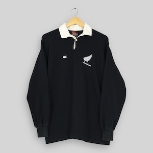 Vintage Canterbury New Zealand All Blacks Rugby Shirt Medium 90s Steinlager Canterbury All Blacks NZ Collared Rugby CCC Black Jersey Size M