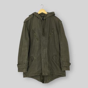 Vintage Woolrich Outdoor Zipper Parka Jacket Medium 90s Woolrich Outdoor Army Green Jacket Woolrich Outfitters Army Style Jacket Size M