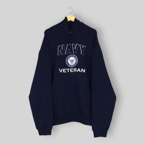 Vintage United States NAVY Hoodie Sweatshirt XXLarge Navy Veteran Spell Out Logo Sweater Us Navy Jumper Us Navy Pullover Size 2XL
