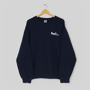 Vintage FedEx Express Blue Sweatshirt Large FedEx Express Delivery Courier Spell Out Logo Crewneck FedEx Hub Jumper FedEx Sweater Size L