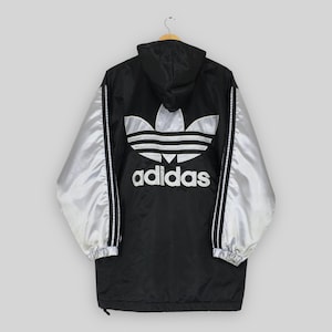 Vintage Adidas Trefoil Parka Jacket XLarge 90s Adidas Trefoil Embroidered Logo Hoodie Jacket Adidas Sportswear Outdoor Wear Bomber Jacket XL