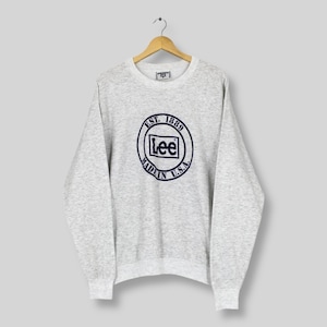 Vintage 1990s Lee Usa Gray Sweatshirt Large Lee Made In Usa Spell Out Logo Sweater Lee Jeans Jumper Lee Union Made Sports Crewneck Size L
