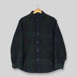 Vintage Japanese Brand Plaid Shadow Checkered Flannel Jacket Medium Checked Tartan Grunge Shirt Indie Boho Workers Wool Button Up Size M