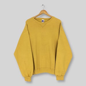 Vintage 90s Russell Athletic Yellow Sweatshirt Large Russell Athletic Yellow Plain Sweater Russell United States Blank Crewneck Size L