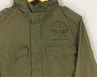 ジャケット・アウター A.P.C. Fighter Parka - Army Military Vintage Avirex Ltd Zipper Parka Jacket Medium 90s Avirex