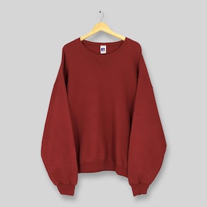 Vintage 90s Russell Athletic Red Maroon Sweatshirt XXLarge Russell Athletic Plain Sweater Russell United States Brown Blank Jumper Size XXL