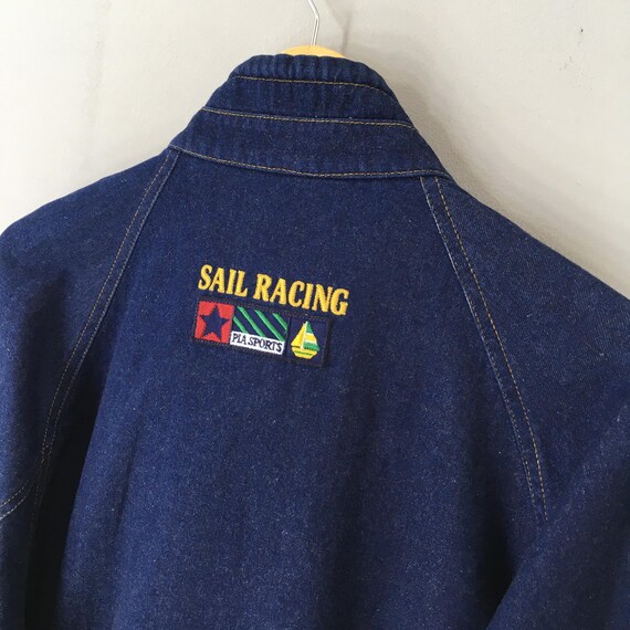 90's PIA SPORTS XLサイズ switching jacket Vintage Japanese Brand Pia Sports Denim Jacket Xlarge Pia