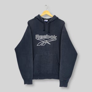 Vintage Distressed Reebok Classic Hoodie Sweatshirt XLarge Reebok England Embroidered Logo Pullover Reebok Sportswear Blue Sweater Size XL