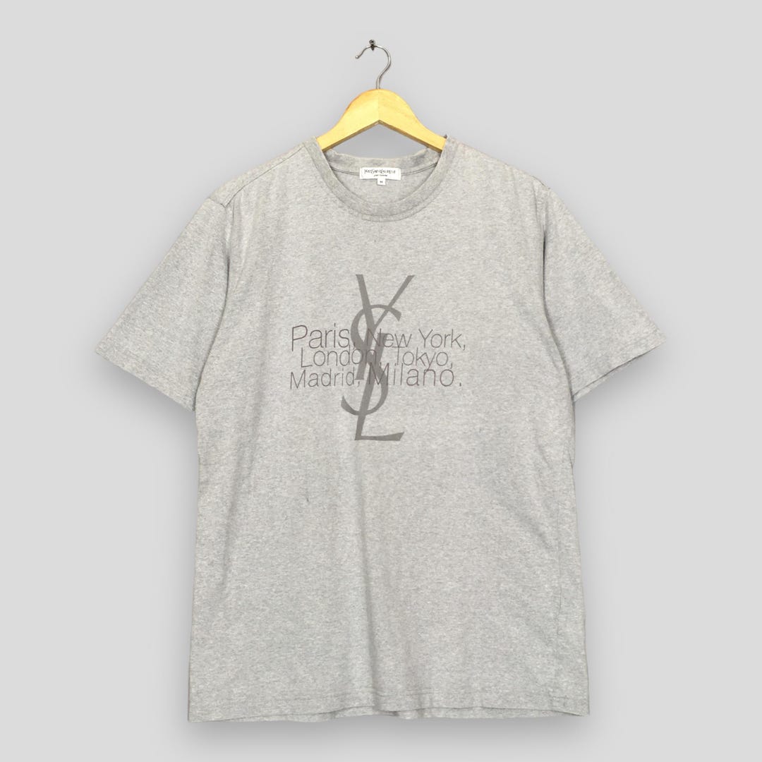 Vintage YSL Yves Saint Laurent Gray T Shirt Medium Ysl Paris