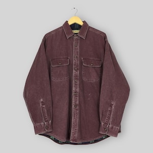 Camisa vintage de flanela LL Bean com forro de lona, camisa grande para tarefas domésticas, estilo anos 90, camisa de flanela marrom para atividades ao ar livre, L.L. Bean Outfitters, tamanho G