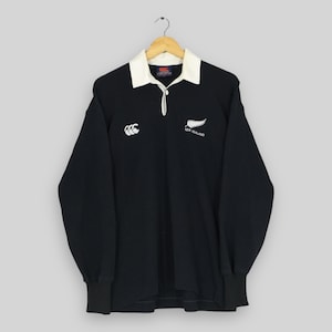 Vintage Canterbury New Zealand All Blacks Rugby Shirt Medium 90s Steinlager Canterbury All Blacks NZ Collared Rugby CCC Black Jersey Size M