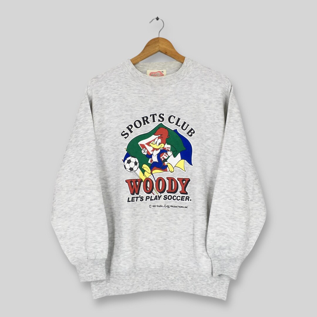 Vintage 90s Woody Woodpecker Gray Sweatshirt Medium Woody