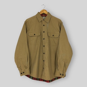Camisa vintage de flanela LL Bean com forro de lona para trabalho, tamanho médio, anos 90, Ll Bean Outdoor, flanela marrom, L.L. Bean Outfitters, camisa com botões, tamanho M