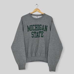 Vintage Michigan State University Gray Sweatshirt Medium Michigan State Spell Out Sweater Michigan State Spartans Ncaa Crewneck Size M