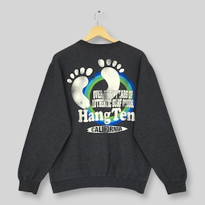 Vintage Hang Ten California Gray Sweatshirt Large Hang Ten Usa California Spell Out Logo Jumper Hang Ten Hawaii Surfing Crewneck Size L