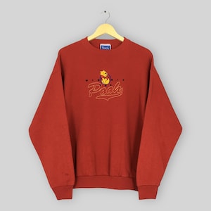 Vintage 90s Winnie The Pooh Red Sweatshirt Large Winnie The Pooh Honey Embroidered Sweater Yellow Pooh Bear Disney Crewneck Size L