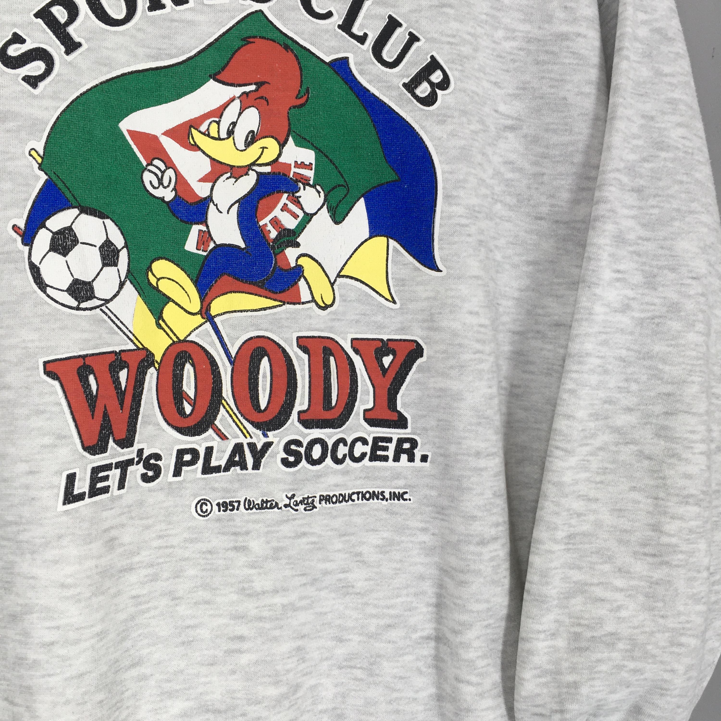 Vintage 90s Woody Woodpecker Gray Sweatshirt Medium Woody
