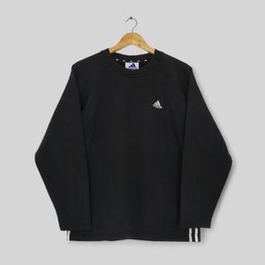 Vintage Adidas Equipment Jumper Sweater Medium Adidas Embroidered Logo Crewneck Adidas Three Stripes Black Sweatshirt Size M