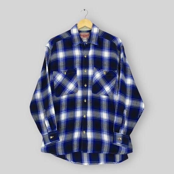 トップス CCL SHADOW PLAID CHECK SHIRT Vintage Tomy Cort Plaid Shadow Checked Flannel Blue Shirt