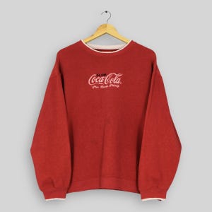 Vintage Coca Cola Carbonated Drink Sweatshirt XLarge Coca Cola Spell Out Embroidered Sweater Coca Cola Jumper Coke Soda Drink Crewneck XL