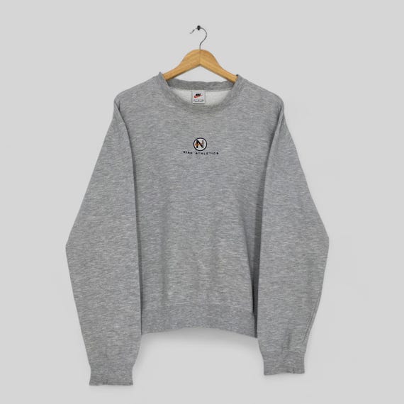 Felpa vintage Nike Swoosh grigia, taglia M, con ricamo Nike