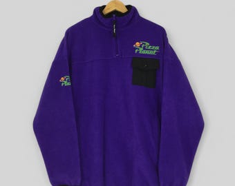 Vintage Pizza Planet Toy Story Fleece Sweater Medium Disney Pixar Toy Story Pullover Pizza Planet Embroidered Logo Half Zipper Jacket Size M