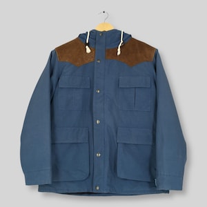 Vintage Schott NYC Blue Parka Leather Jacket Large Schott Bros New York City Four Pocket Workers Jacket Schott Bros Hoodie Jacket Size L