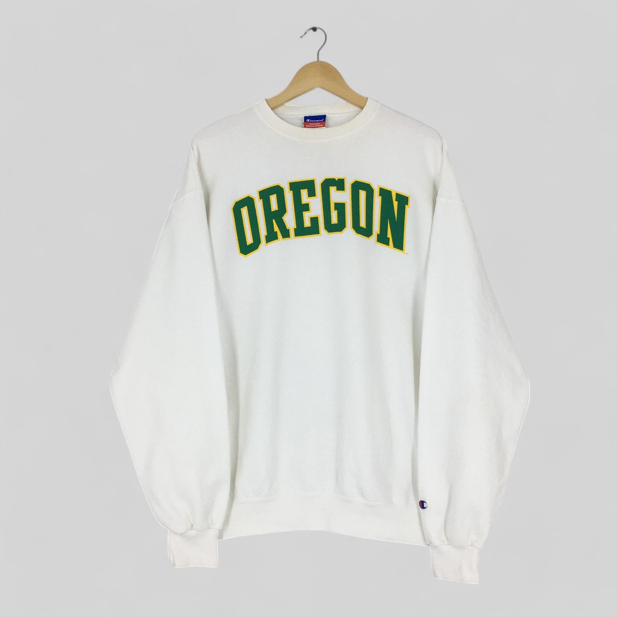 Vintage Oregon Ducks NCAA White Sweatshirt Xlarge Champion Oregon