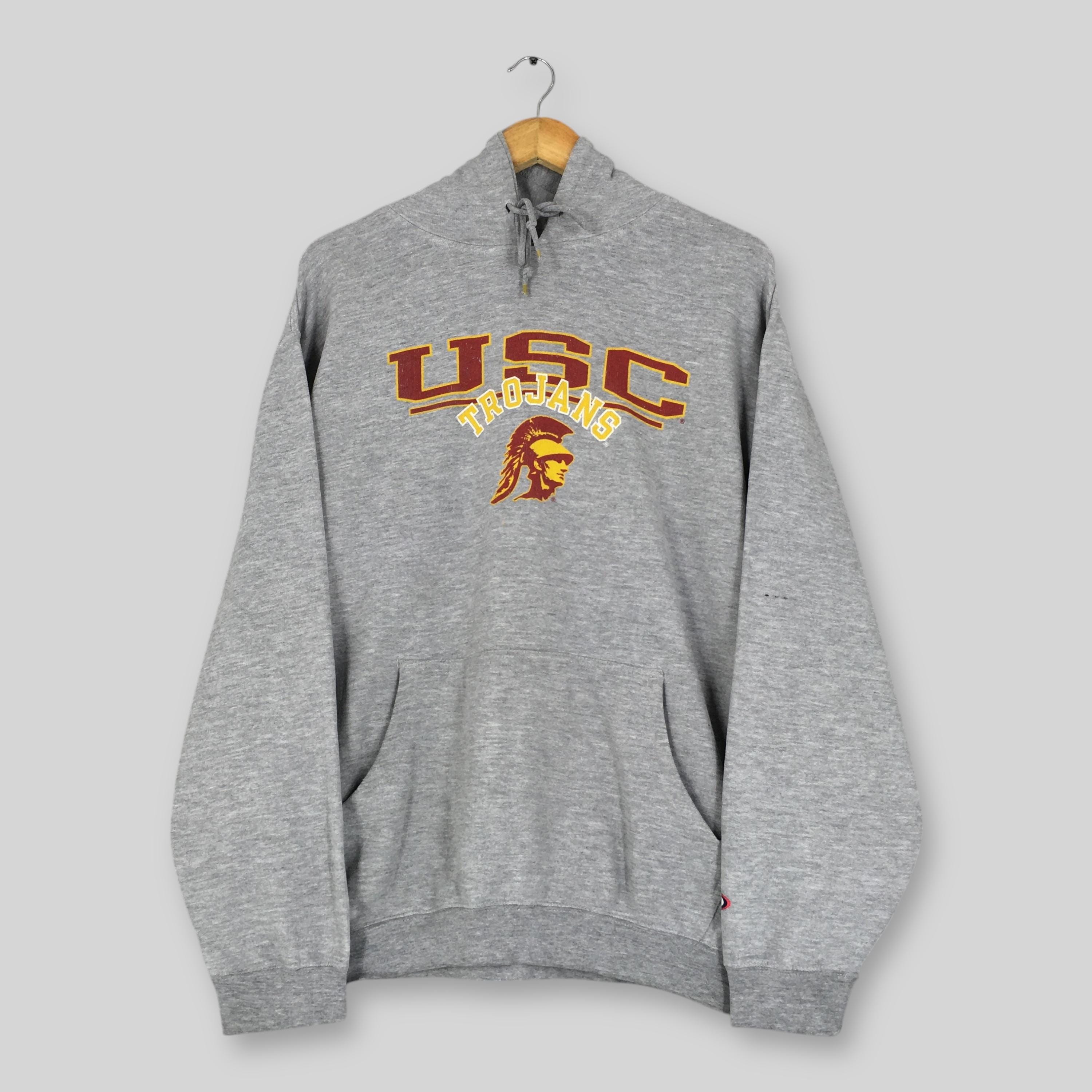 Vintage USC Trojans Football Hoodie Sweatshirt XLarge USC Trojans Spell Out Pullover University of Southern California Gray Sweater Size XL