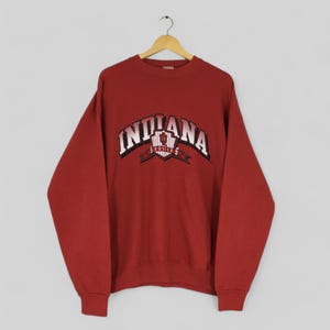 Vintage 90s Indiana Hoosiers NCAA Sweatshirt XLarge Indiana Hoosiers Spell Out Sweater Indiana University Bloomington Red Crewneck Size XL