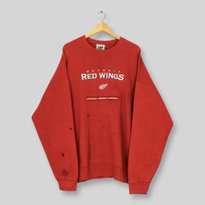 Vintage 90s Detroit Red Wings NHL Sweatshirt XXLarge Detroit Red Wings Embroidered Crewneck Red Wings American Ice Hockey Sweater Size XXL
