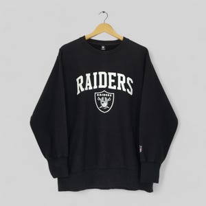Vintage Los Angeles Raiders NFL Sweatshirt Large Los Angeles Raiders Spell Out Sweater Raiders American Football Rugby Black Crewneck Size L