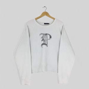 Vintage Polo Ralph Lauren White Sweatshirt Medium Polo RL Spell Out Logo Crewneck Polo Ralph Lauren Jumper Polo Pony Sweater Size M