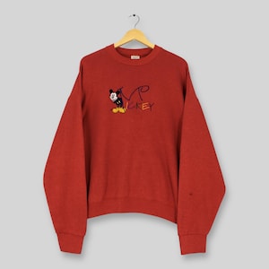 Vintage 90s Mickey Mouse Disney Sweatshirt XLarge Mickey Mouse Embroidered Logo Sweater Walt Disney Mickey Cartoon Crewneck Size XL