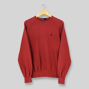 Vintage 90s Polo Ralph Lauren Sweatshirt Small Polo Pony Embroidered Logo Crewneck Polo Ralph Lauren Jumper Polo RL Red Sweater Size S