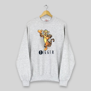 Vintage 90s Winnie The Pooh &quot;Tigger&quot; Sweatshirt Medium Disney Tigger Printed Graphics Sweater Walt Disney Yellow Pooh Tigger Crewneck Size M