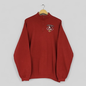Vintage Minnie Maus Disney Halber Reißverschluss Sweatshirt Große Minnie Maus Zauber Gedruckt Pullover Walt Disney Mickey Cartoon Rundhalsausschnitt Größe L