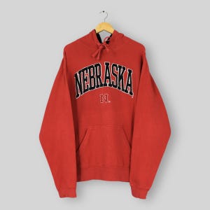 Vintage Nebraska Cornhuskers NCAA Hoodie Sweatshirt Large Nebraska Huskers Embroidered Jumper University of Nebraska–Lincoln Sweater Size L