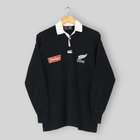 ウェア Canterbury New Zealand polo shirt black Vintage 90s Steinlager All Blacks Canterbury New Zealand